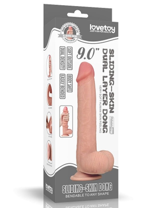 Kayar Derili Çift Katmanlı Realistik Dildo 23 cm