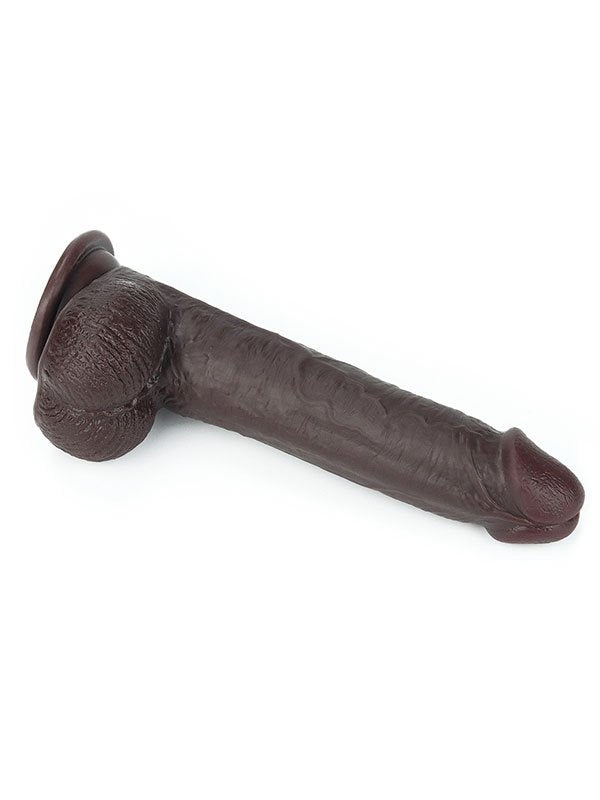 Kayar Derili Çift Katmanlı Realistik Dildo 23 cm Siyah