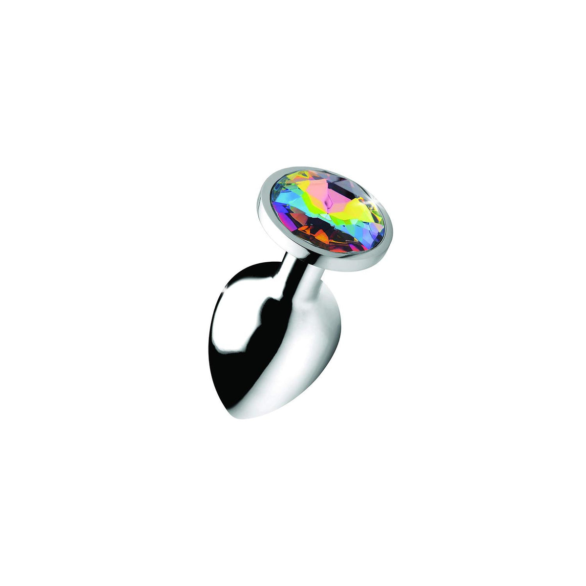 Metalik Elmas Rainbow Taşlı Anal Plug Orta Boy