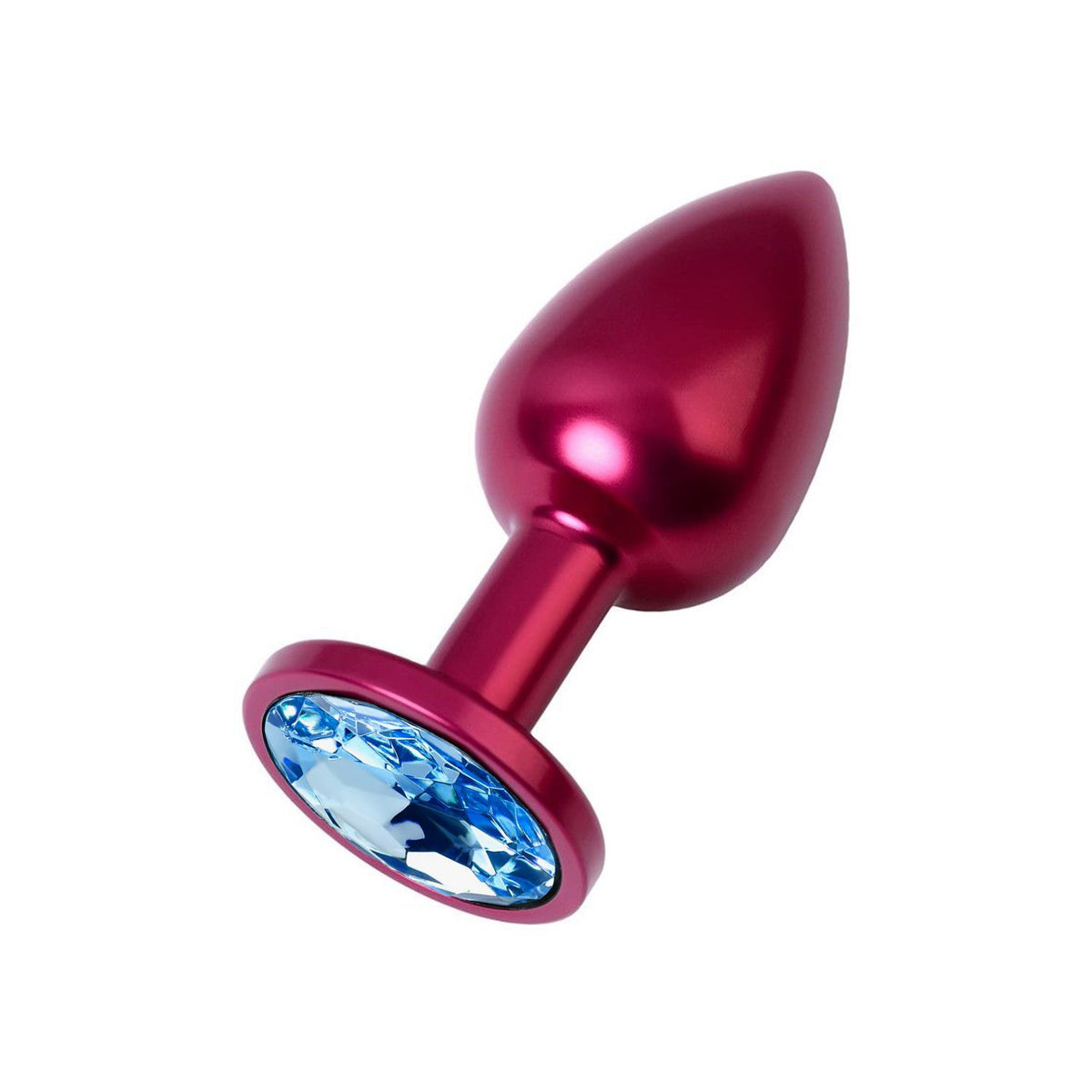 Kırmızı Metal Mavi Taşlı Anal Plug Küçük Boy