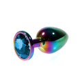 Rainbow Metal Mavi Taşlı Anal Plug Orta Boy