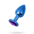 Mavi Metal Mor Taşlı Anal Plug Orta Boy