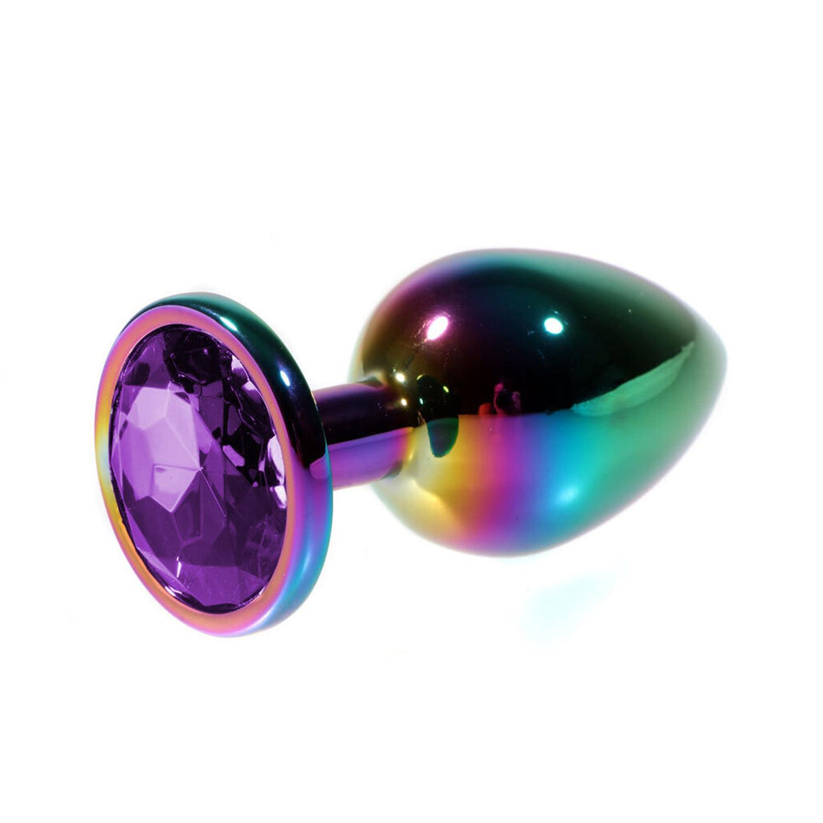 Rainbow Metal Mor Taşlı Anal Plug Küçük Boy