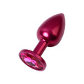 Kırmızı Metal Pembe Taşlı Anal Plug Orta Boy