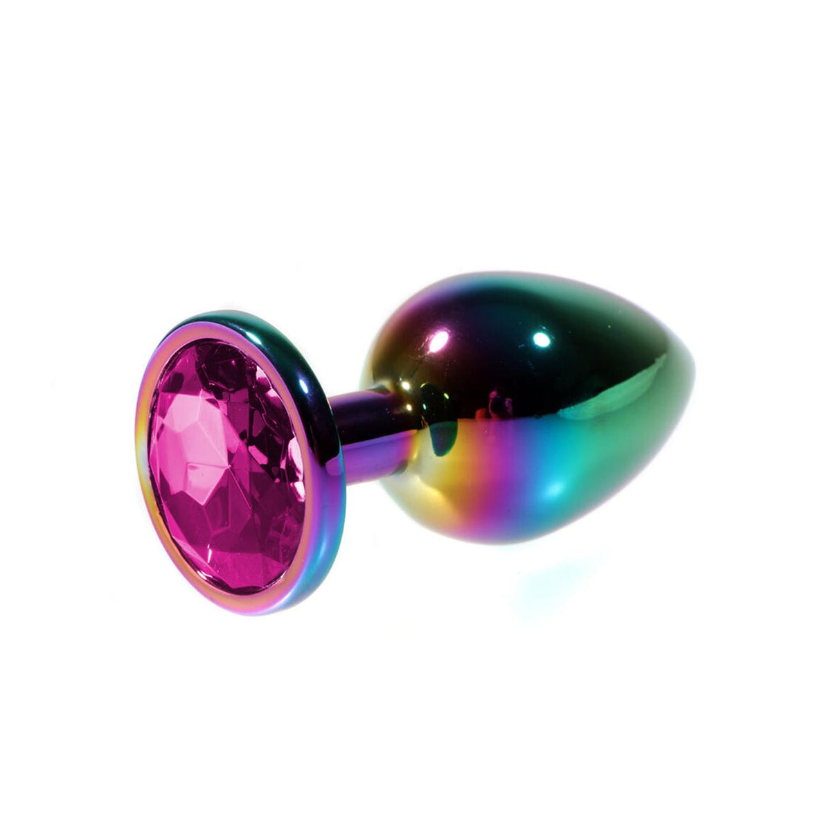 Rainbow Metal Pembe Taşlı Anal Plug Orta Boy