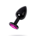 Siyah Metal Pembe Taşlı Anal Plug Orta Boy