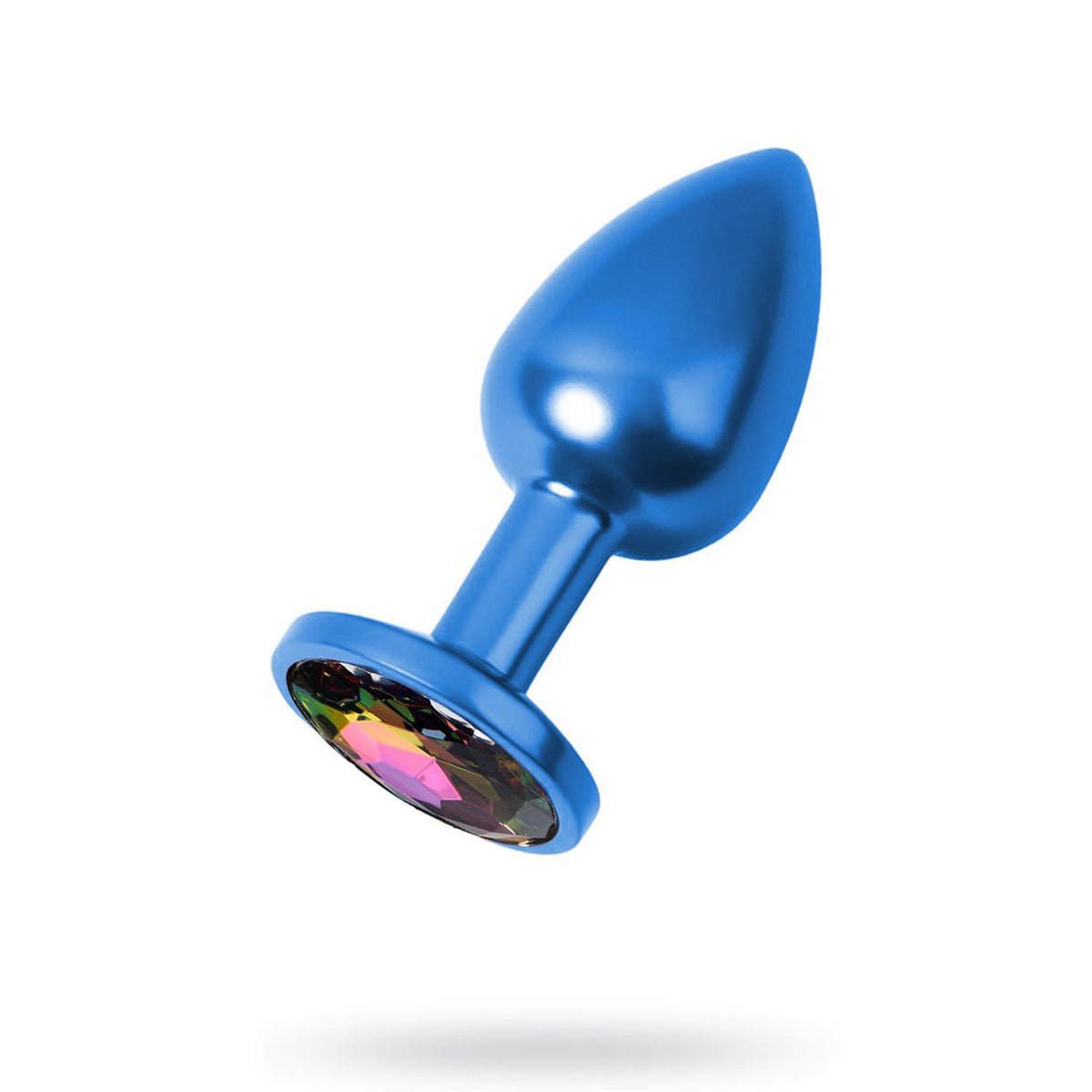 Mavi Metal Rainbow Taşlı Anal Plug Orta Boy