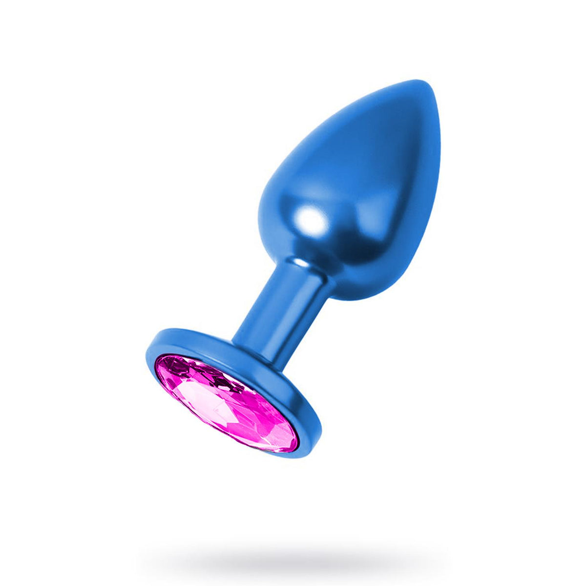 Mavi Metal Rose Taşlı Anal Plug Orta Boy