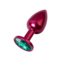 Kırmızı Metal Yeşil Taşlı Anal Plug Orta Boy