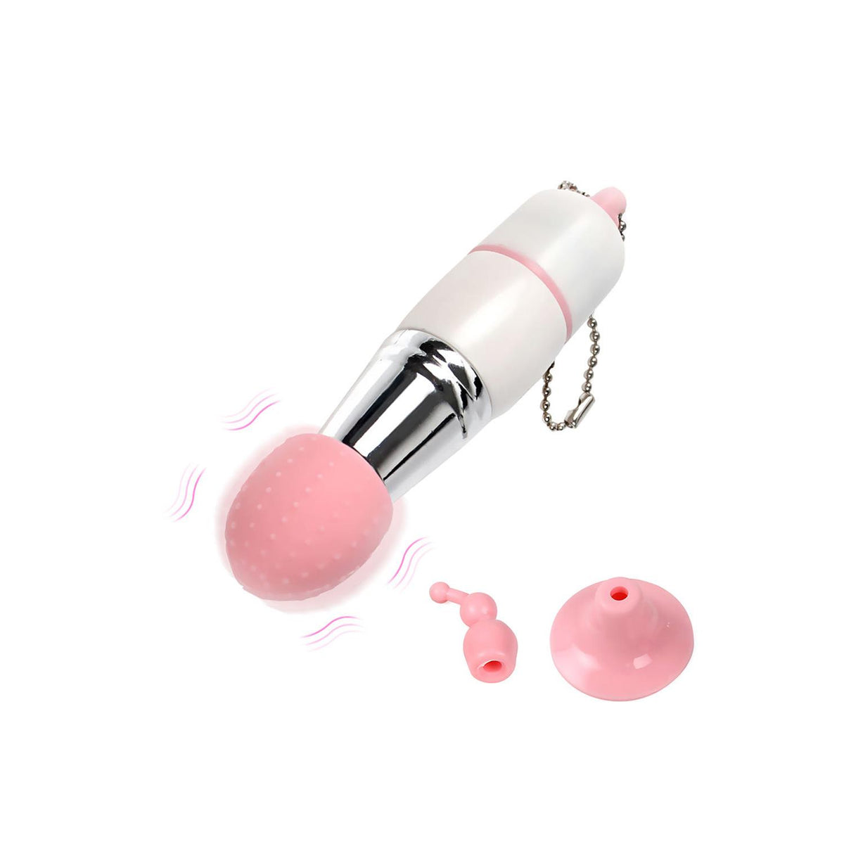 Mini Anahtarlık Vibratör – 3 Başlıklı Kompakt Masaj Cihazı Beyaz