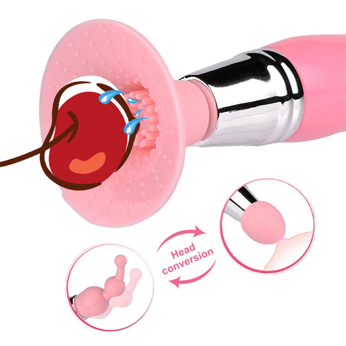 Mini Anahtarlık Vibratör – 3 Başlıklı Kompakt Masaj Cihazı Pembe