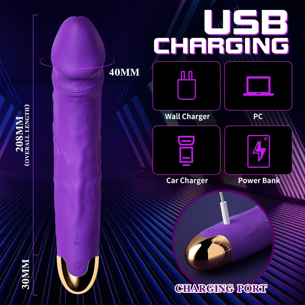 Modern Gerçekçi Dildo Vibratör Mor