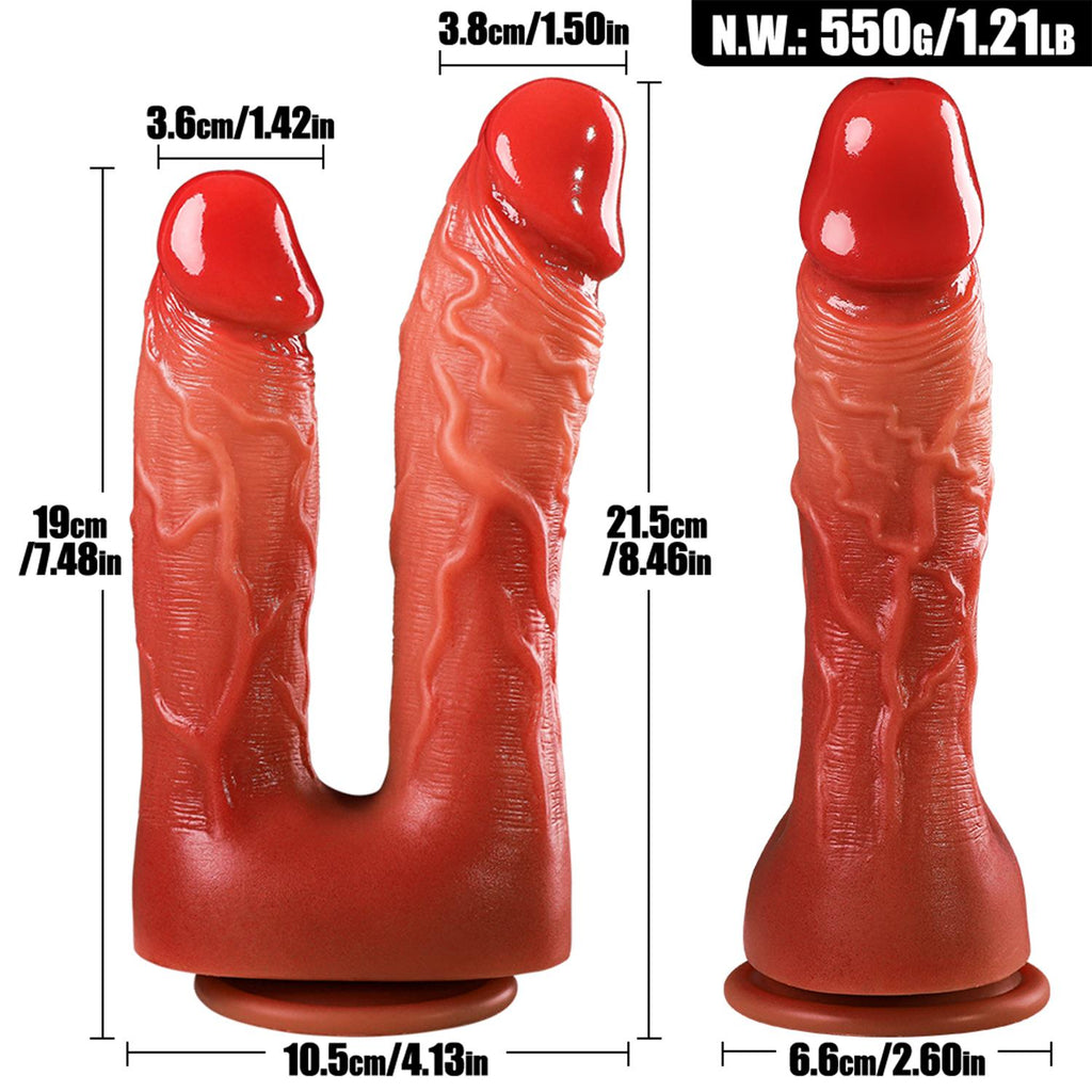 Pembe Tilki Çift Başlı Realistik Dildo 21.5 cm 19 cm