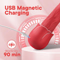Pembe Tilki Isıtmalı 10 Modlu USB Manyetik Şarjlı Kırmızı Realistik Vibratör