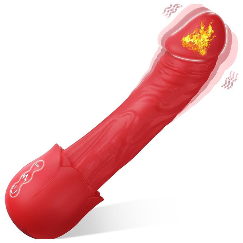 Pembe Tilki Isıtmalı 10 Modlu USB Manyetik Şarjlı Kırmızı Realistik Vibratör