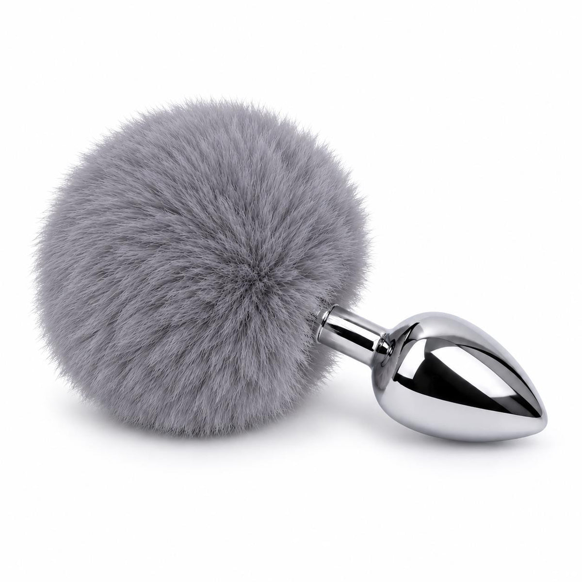Ponponlu Metal Anal Plug Küçük Boy Gri