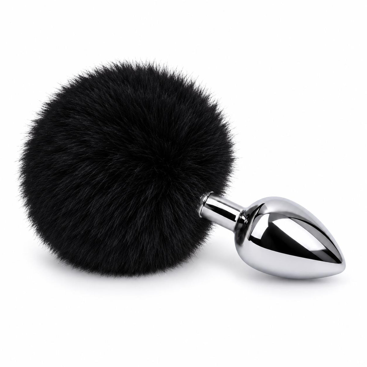 Ponponlu Metal Anal Plug Küçük Boy Siyah