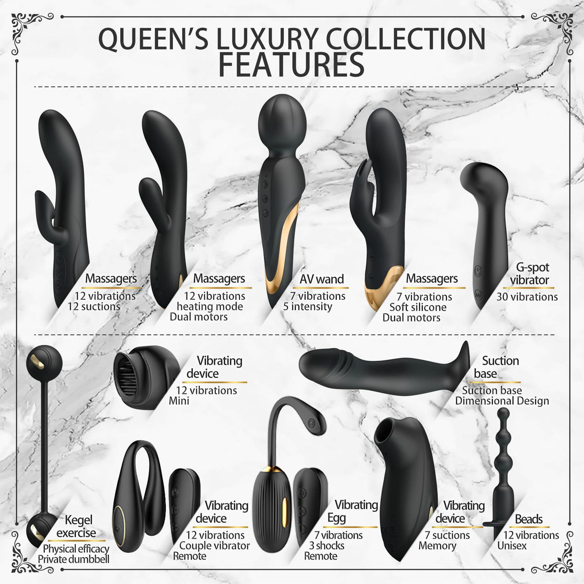 Queen’s Luxury Collection 12 Parça Golden Black Çift Seti