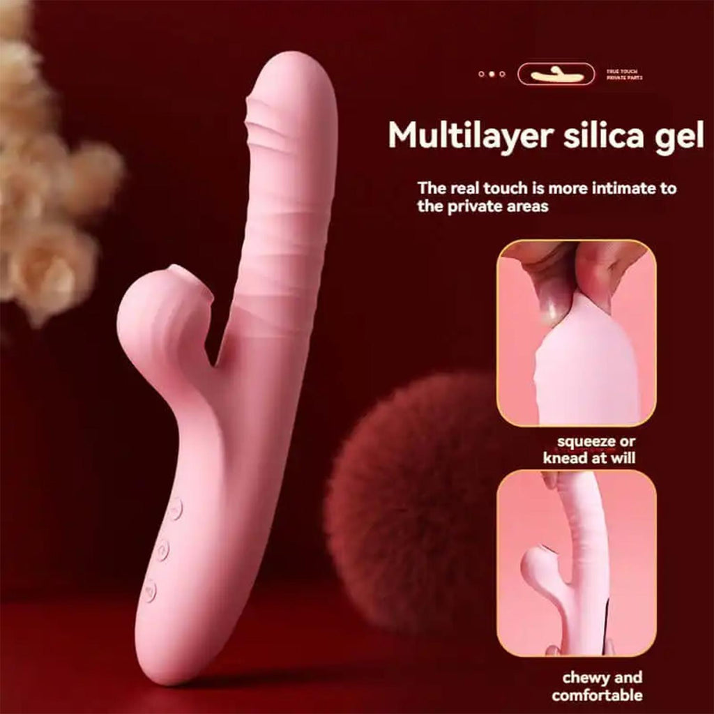 Modern Emişli ve Titreşimli Rabbit Vibratör Pembe
