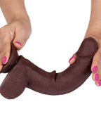 8" Dual Layer Oynar Derili Realistik Siyah Penis 20 cm