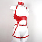 Kırmızı Deri Tam Vücut Harness Takımı