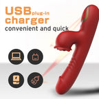 Taşınabilir Isıtmalı Çift Etkili Titreşimli Vibratör Kırmızı – USB Şarjlı, 9 Emme & 7 Titreşim Modu, Su Geçirmez Silikon