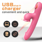 Taşınabilir Isıtmalı Çift Etkili Titreşimli Vibratör Pembe – USB Şarjlı, 9 Emme & 7 Titreşim Modu, Su Geçirmez Silikon