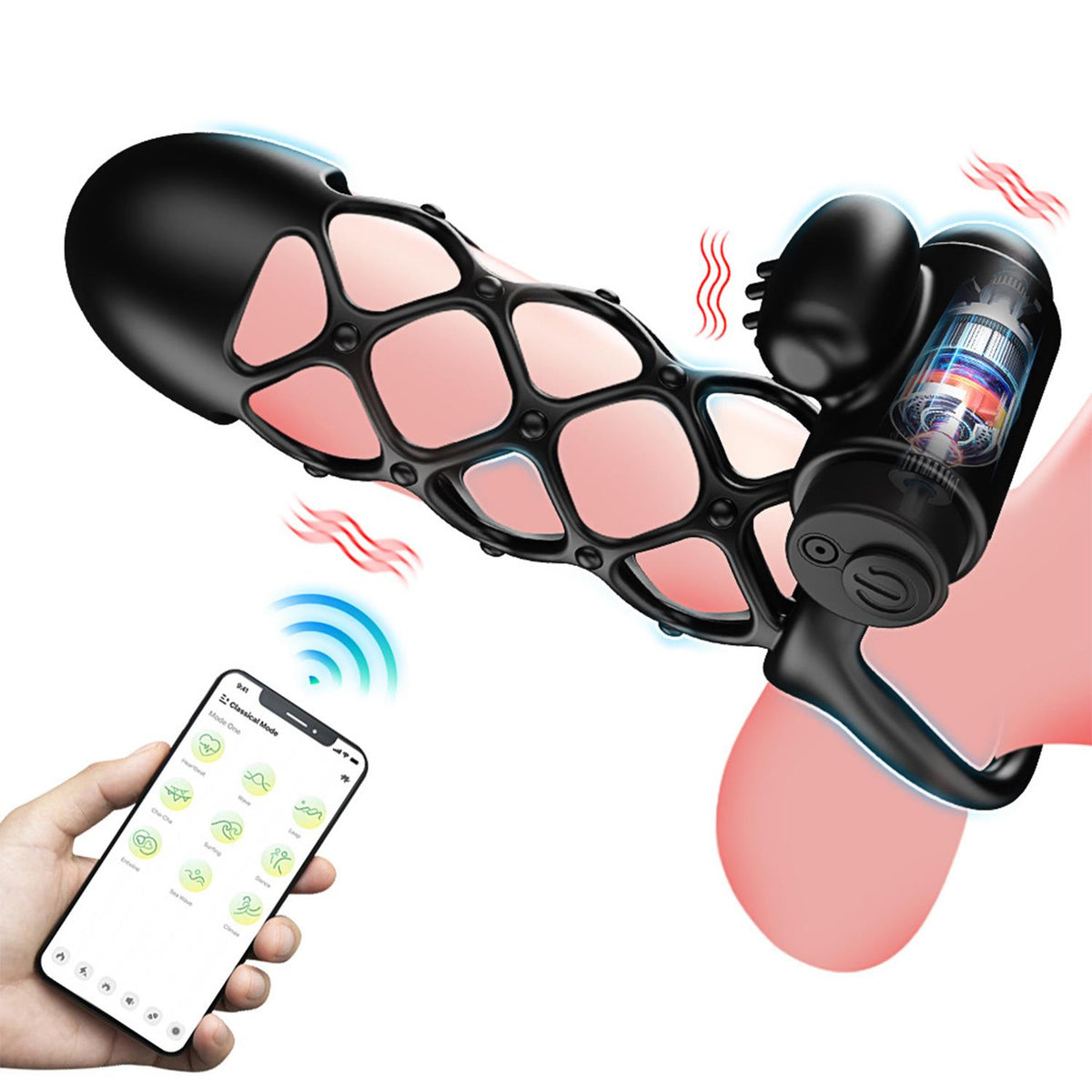 Telefon Kontrollü Titreşimli Penis Kılıfı – Şarjlı