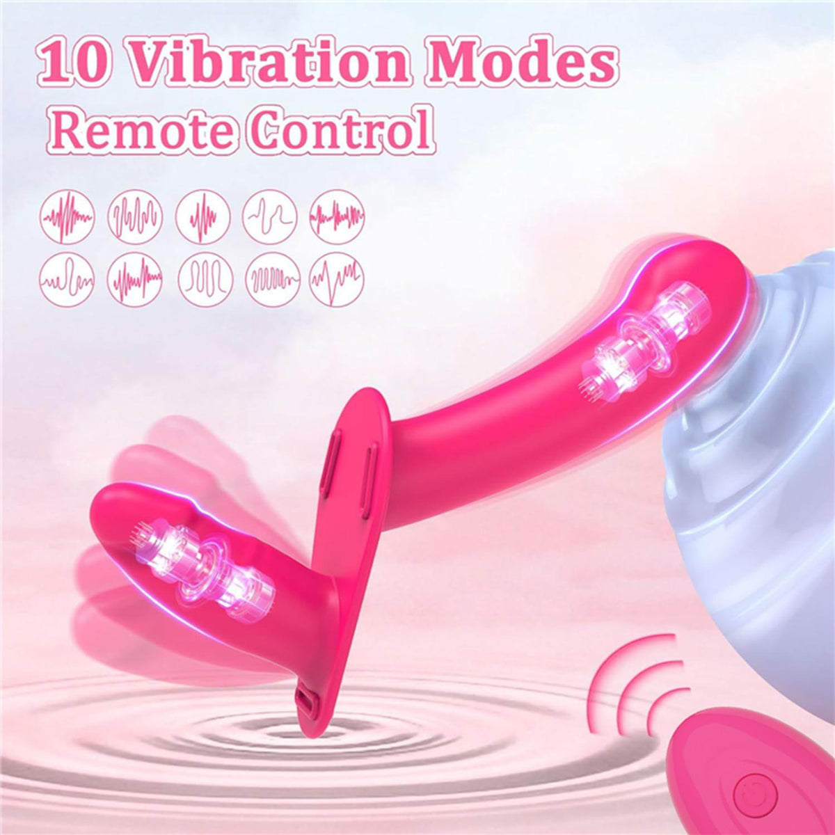 Uzaktan Kumandalı Çift Taraflı Titreşimli Strap-On Rose – 10 Mod, Su Geçirmez, Ayarlanabilir Kayışlı