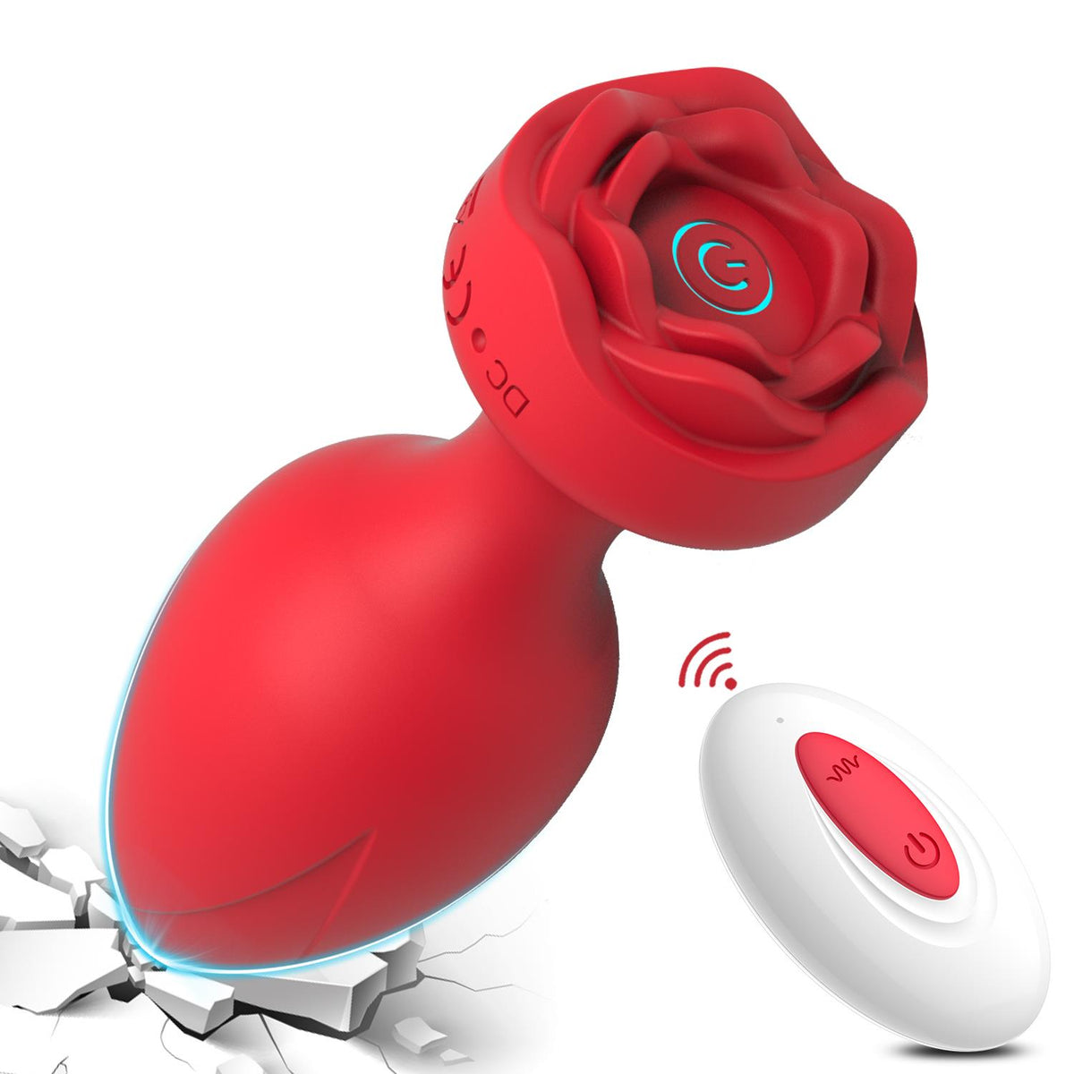 Uzaktan Kumandalı Gül Şekilli Anal Vibrator Kırmızı