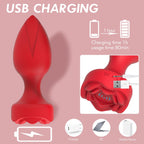 Uzaktan Kumandalı Gül Şekilli Anal Vibrator Kırmızı