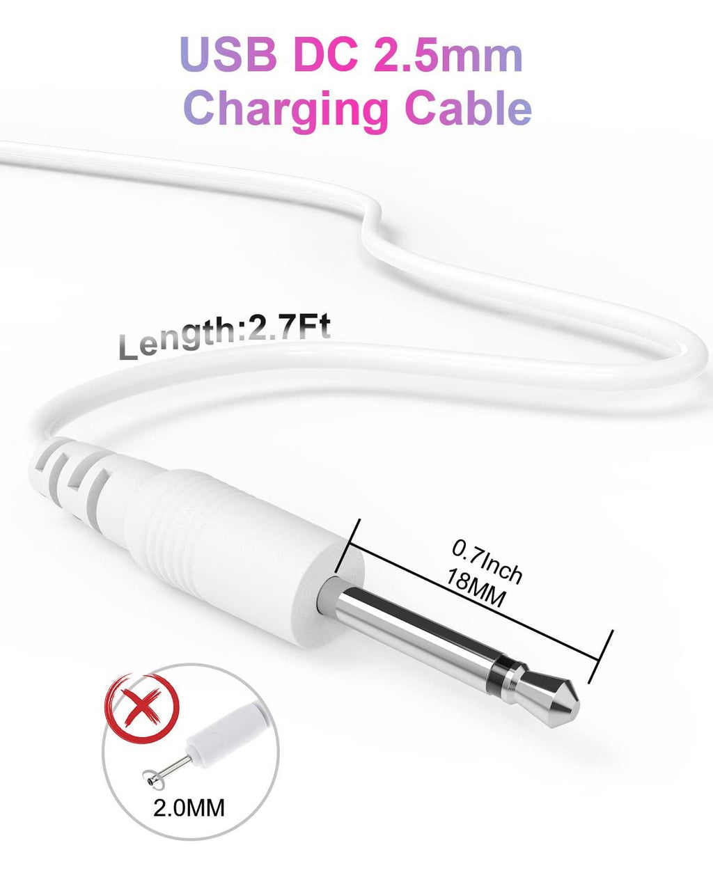 Vibratör İçin DC Uçlu USB Şarj Kablosu 30 cm